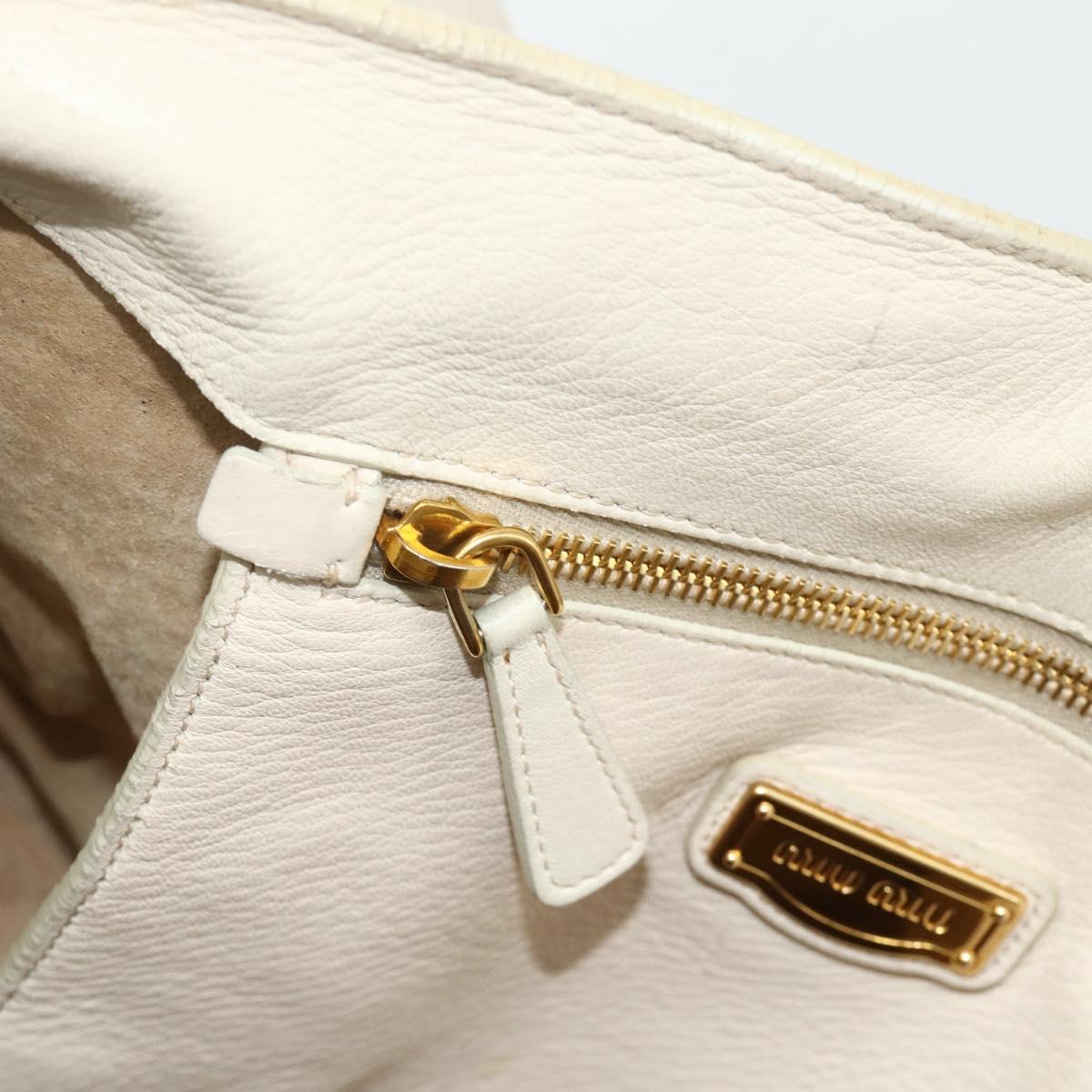 Miu Miu Hand Bag Leather 2way Ivory Gold Auth 175857