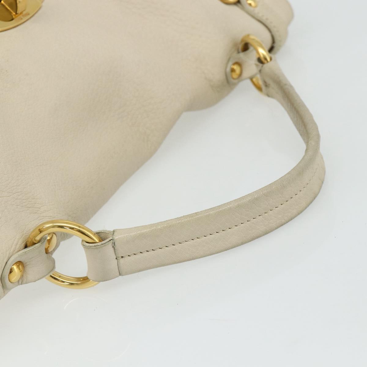 Miu Miu Hand Bag Leather 2way Ivory Gold Auth 175857