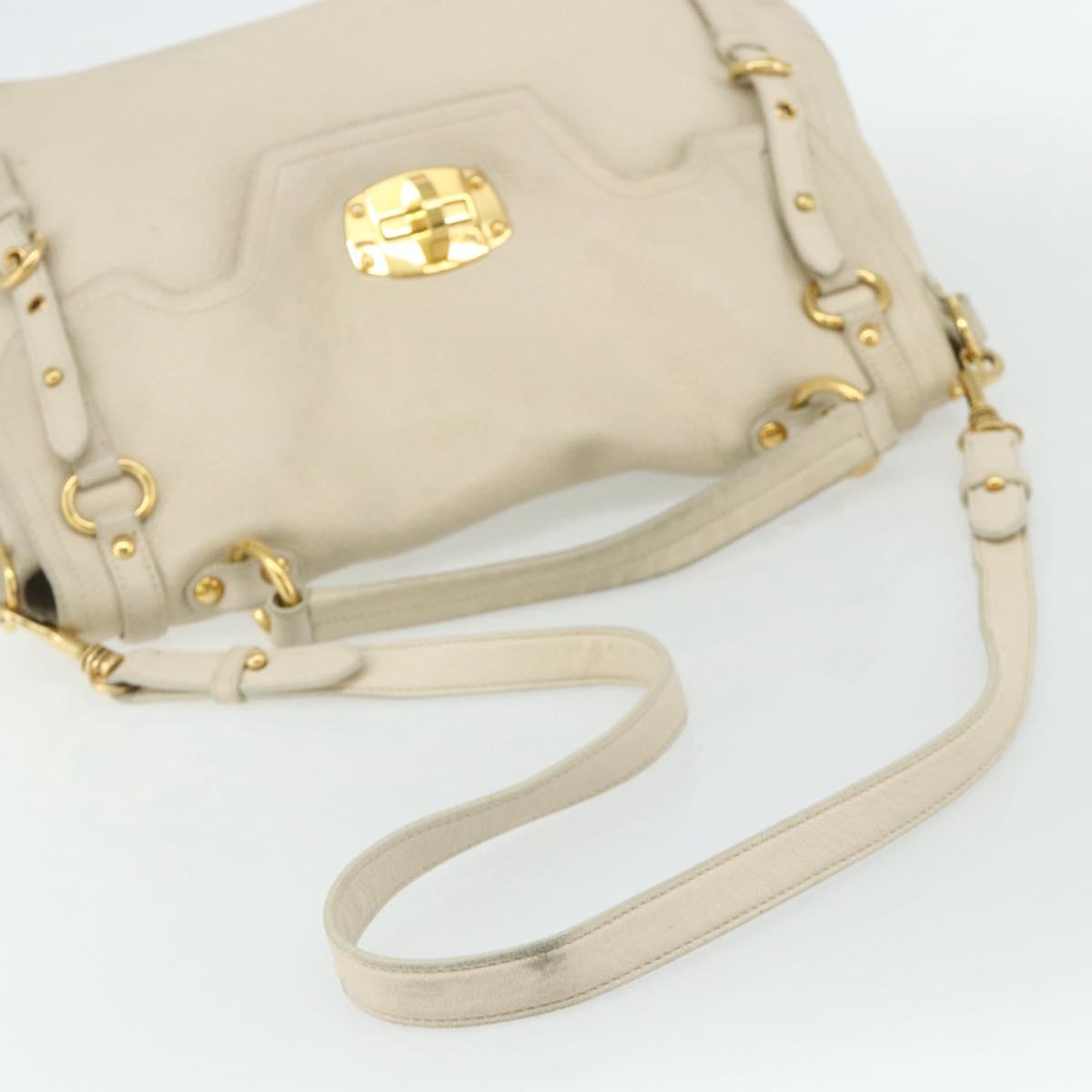 Miu Miu Hand Bag Leather 2way Ivory Gold Auth 175857