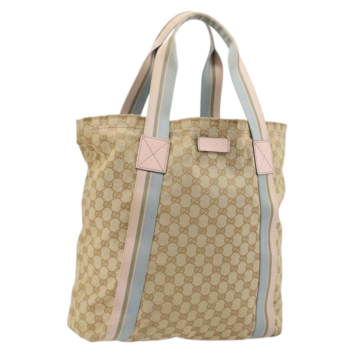 GUCCI GG Canvas Sherry Line Tote Bag Beige 189669 Auth 175861A