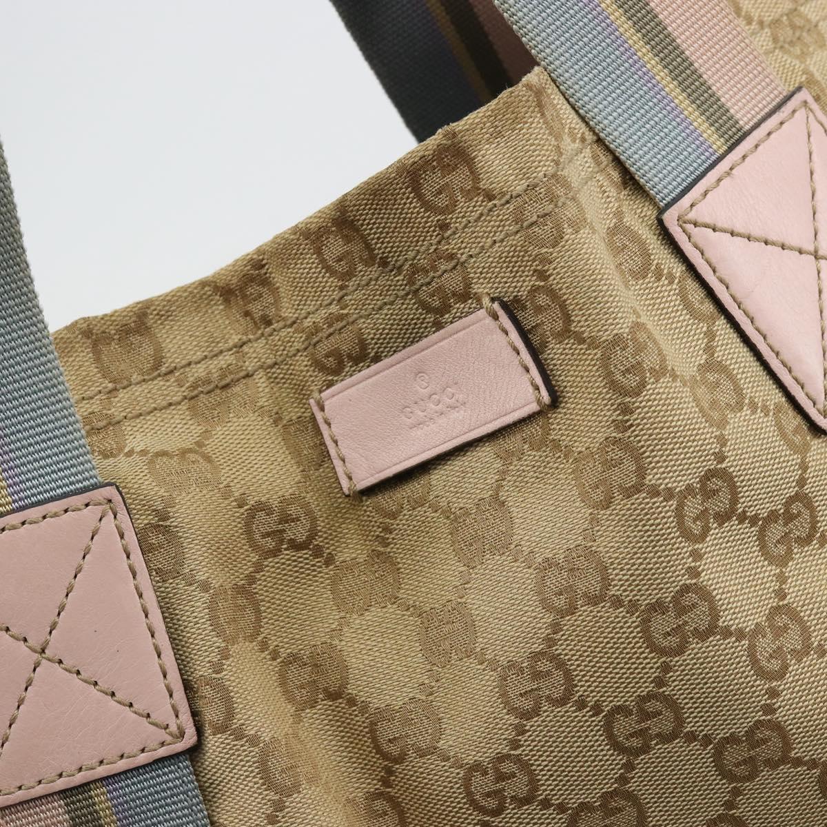 GUCCI GG Canvas Sherry Line Tote Bag Beige 189669 Auth 175861A