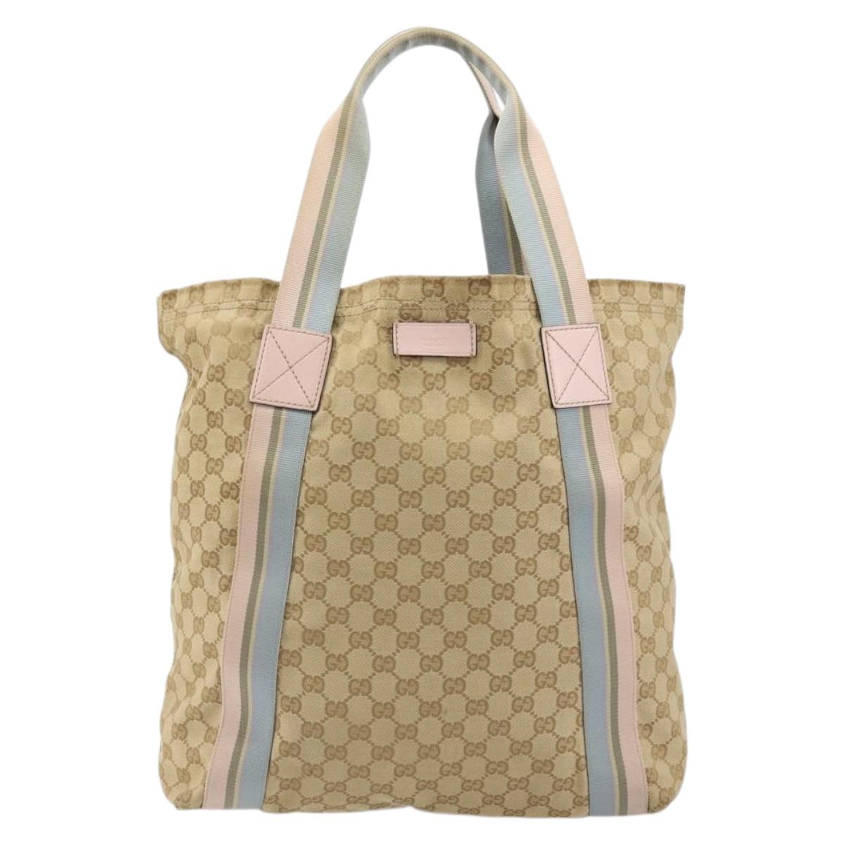 GUCCI GG Canvas Sherry Line Tote Bag Beige 189669 Auth 175861A