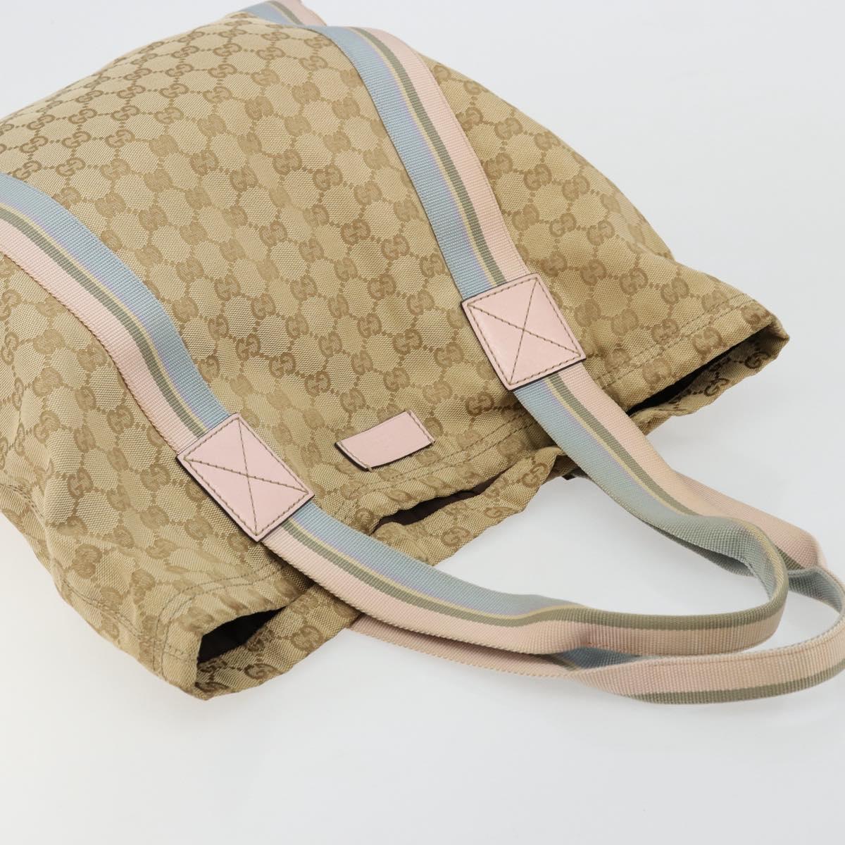 GUCCI GG Canvas Sherry Line Tote Bag Beige 189669 Auth 175861A