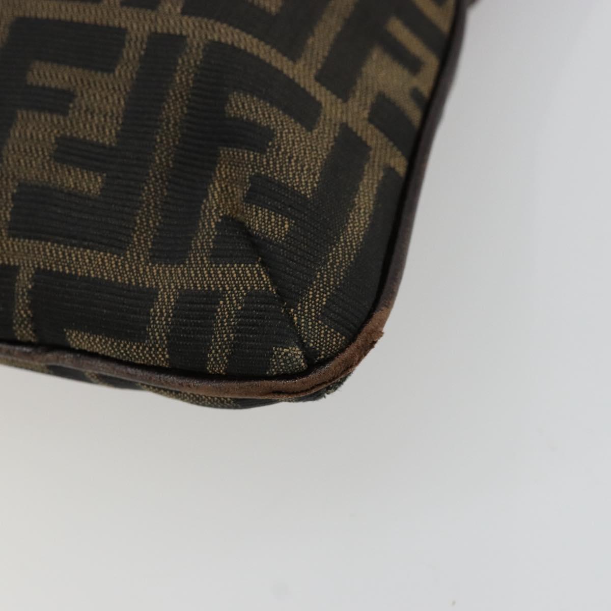 FENDI Zucca Canvas Shoulder Bag Black Brown Auth 175866