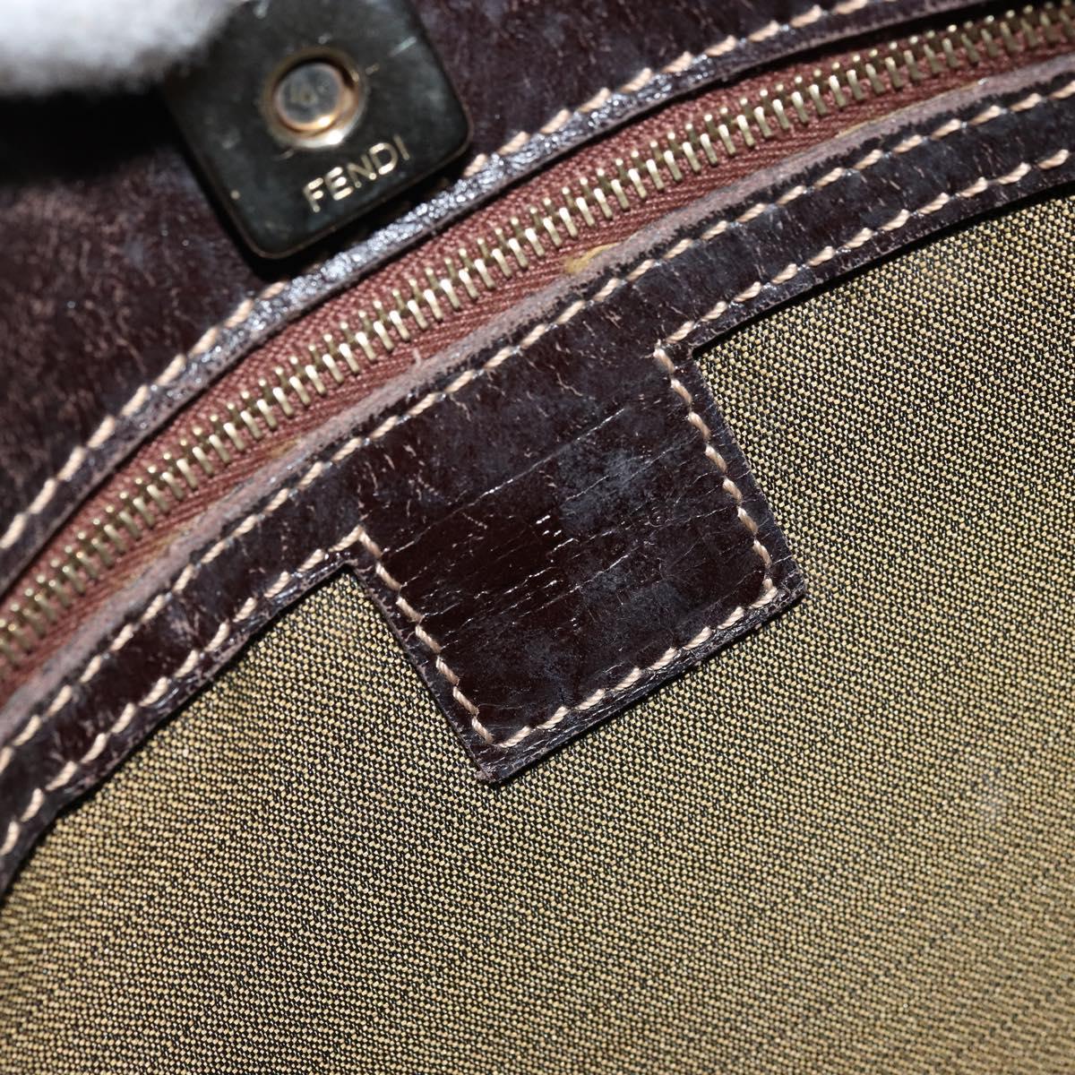 FENDI Zucca Canvas Shoulder Bag Black Brown Auth 175866