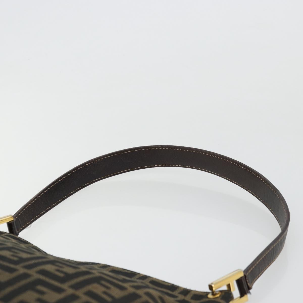 FENDI Zucca Canvas Shoulder Bag Black Brown Auth 175866