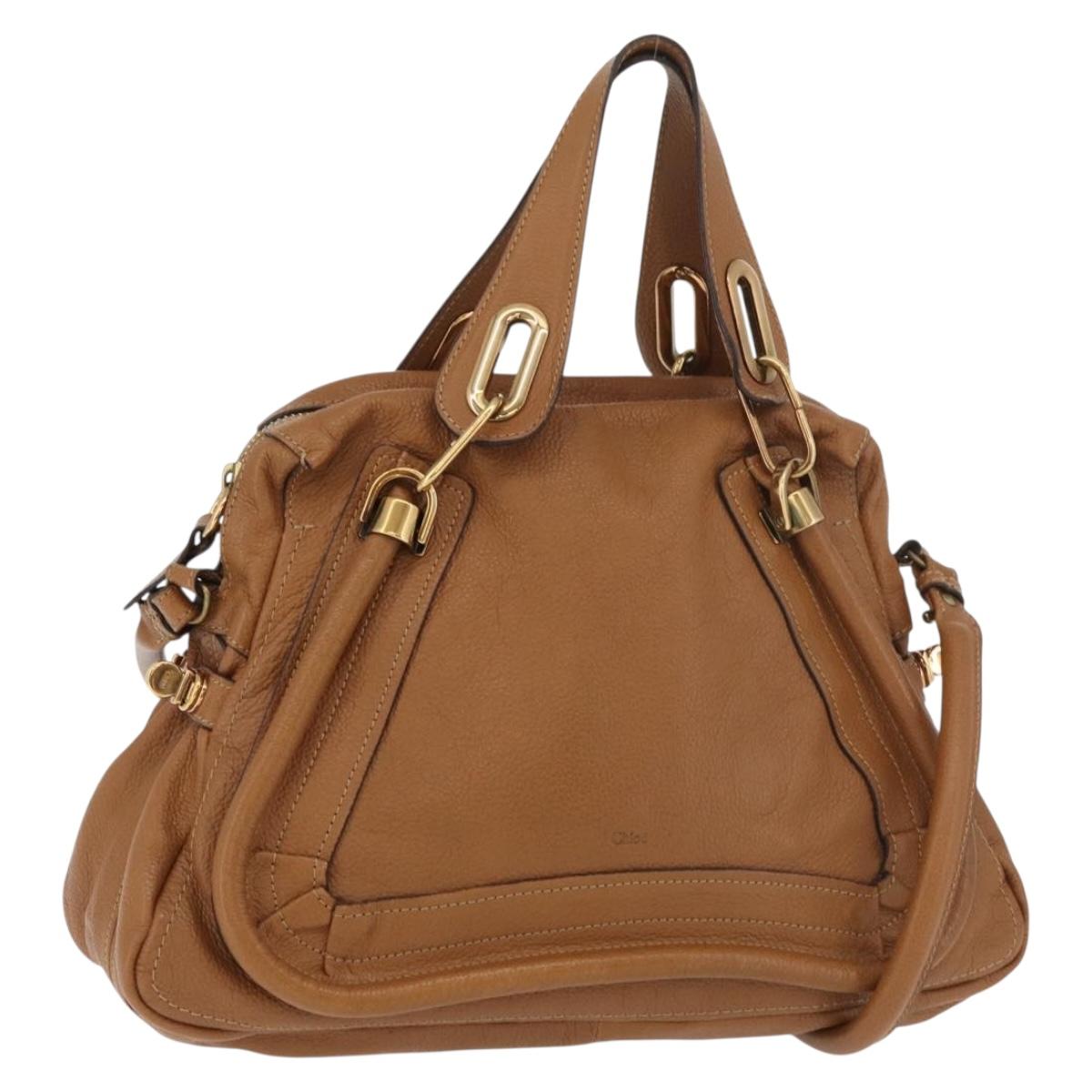 Chloe Paraty Hand Bag Leather 2way Brown Gold Auth 175870A