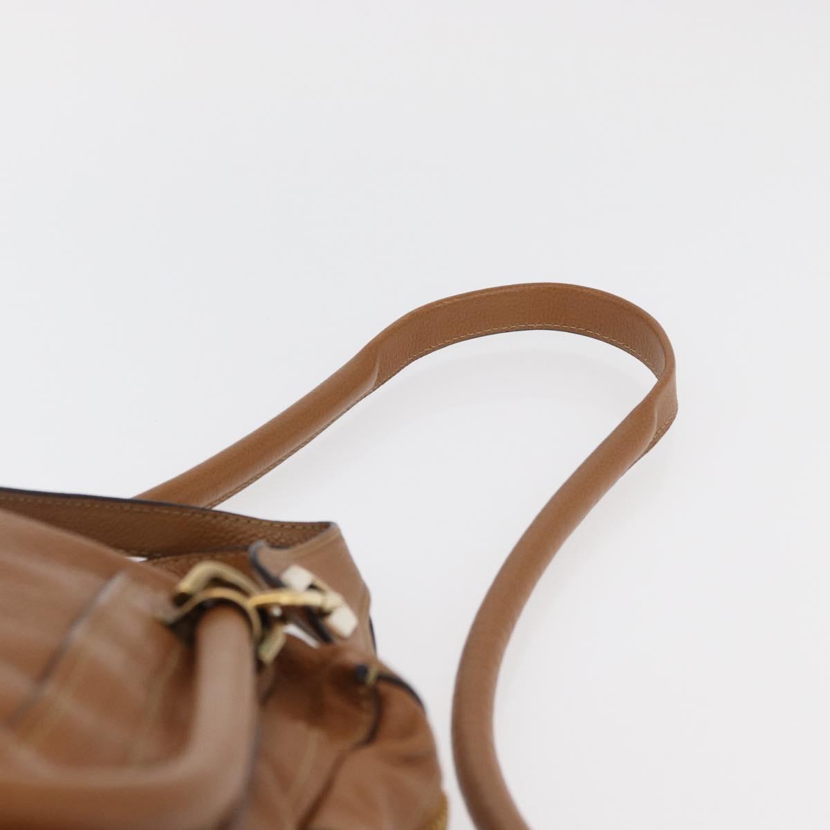 Chloe Paraty Hand Bag Leather 2way Brown Gold Auth 175870A