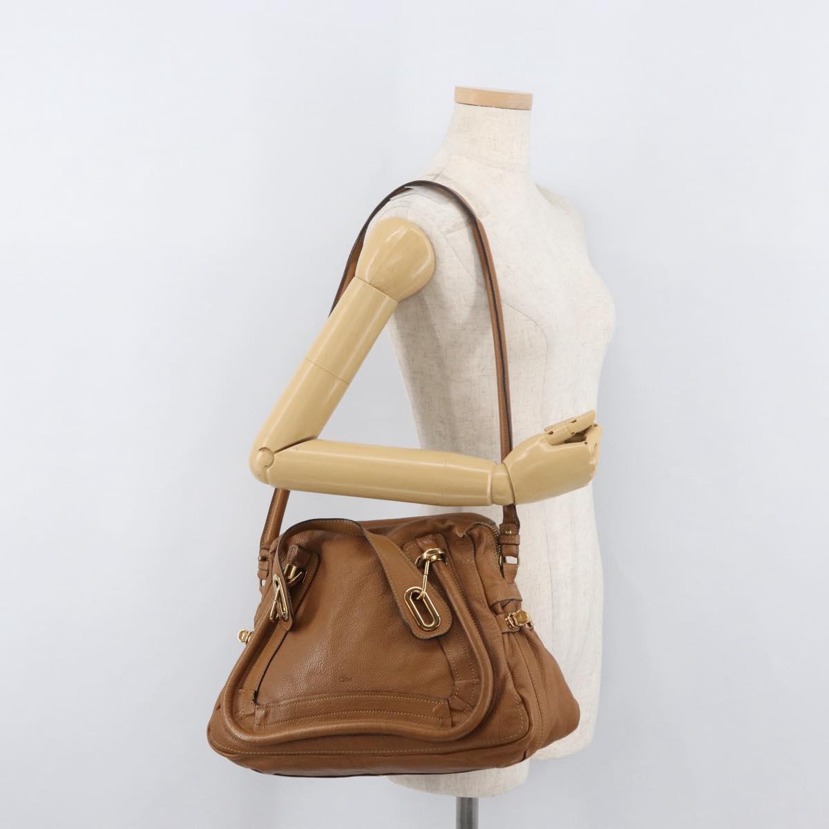 Chloe Paraty Hand Bag Leather 2way Brown Gold Auth 175870A
