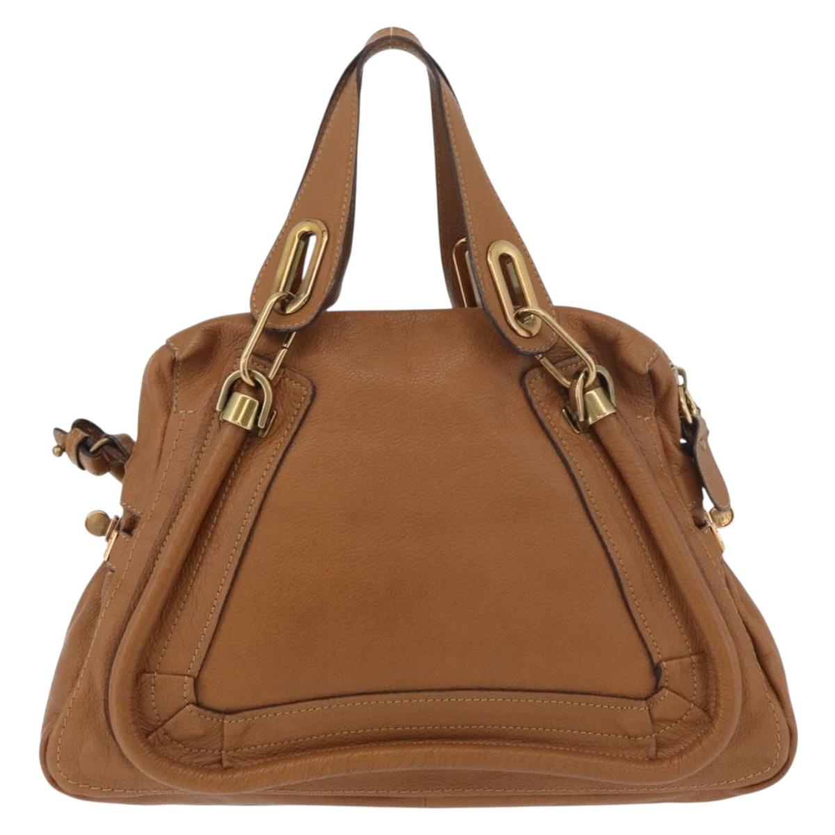 Chloe Paraty Hand Bag Leather 2way Brown Gold Auth 175870A