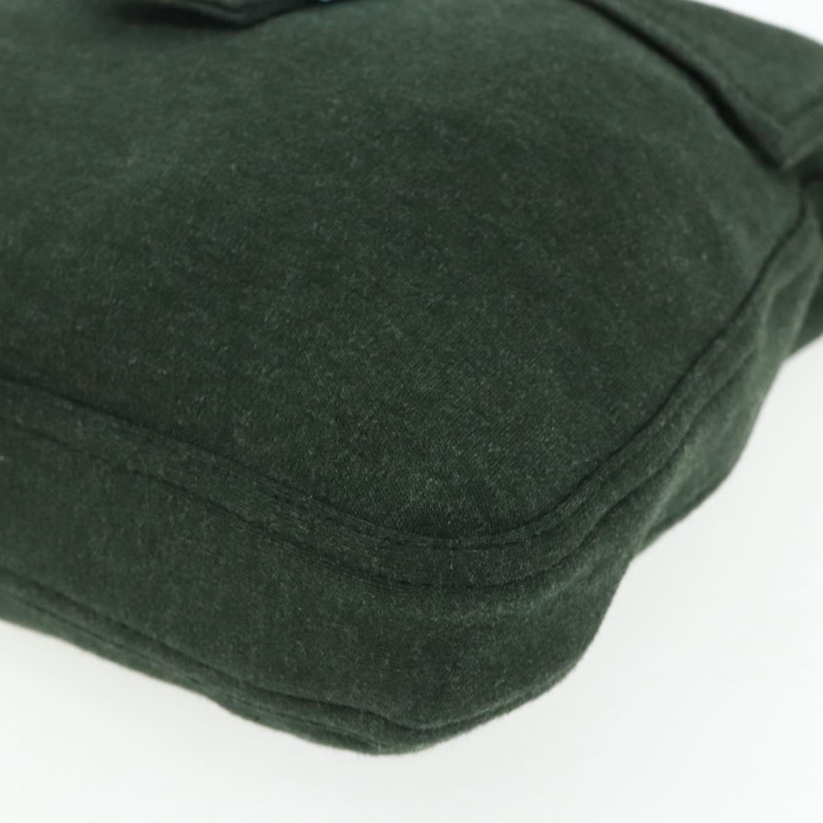 FENDI Mamma Baguette Shoulder Bag cotton Green Silver Auth 175871