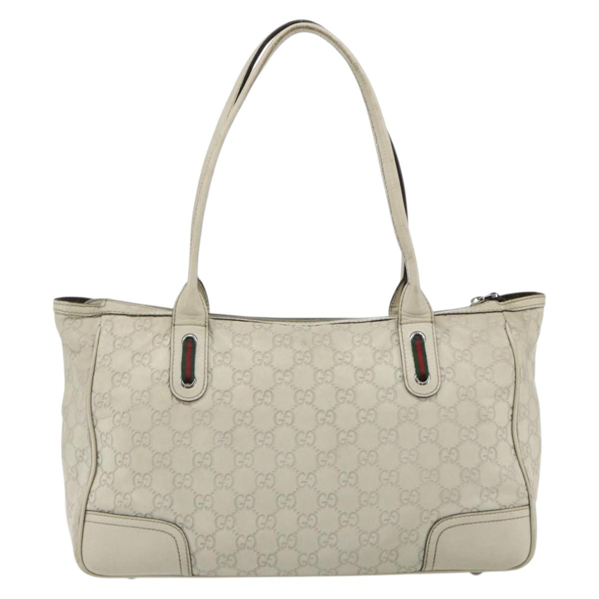 GUCCI GG Canvas Guccissima WebSherry Line Bag Leather Ivory 293599 Auth 175873