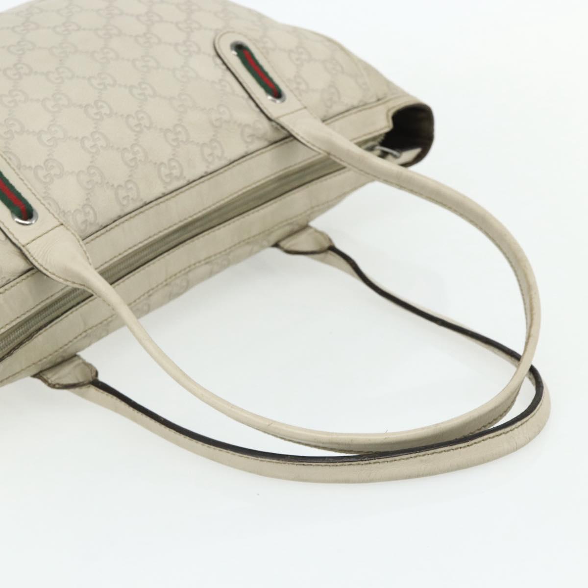 GUCCI GG Canvas Guccissima WebSherry Line Bag Leather Ivory 293599 Auth 175873