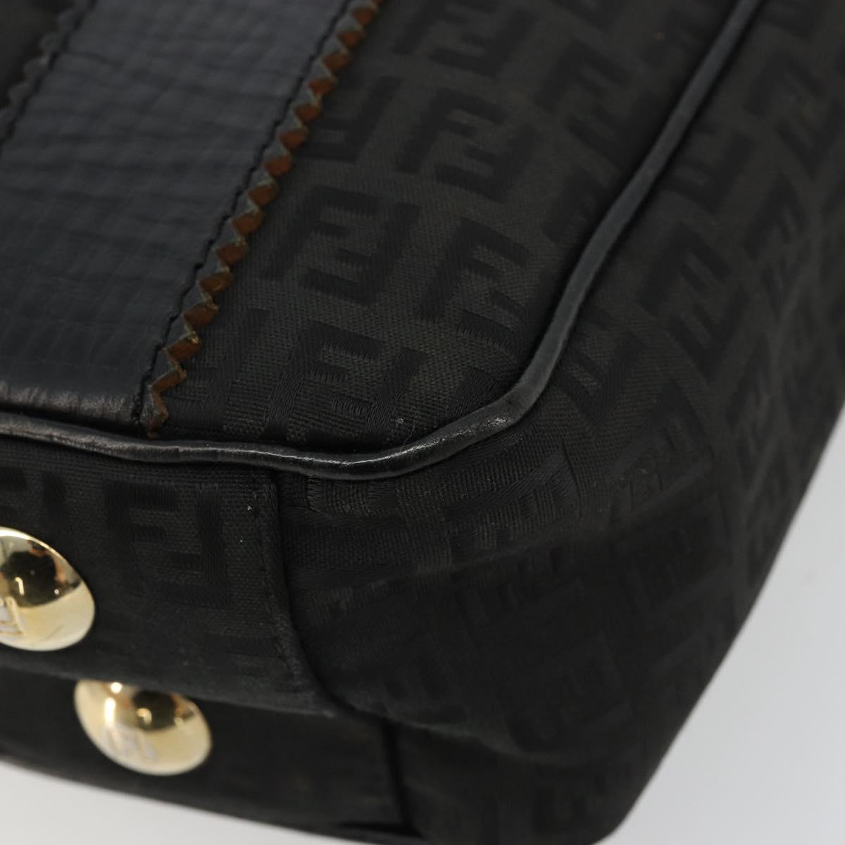 FENDI Zucchino Canvas Tote Bag Black Gold Auth 175874A