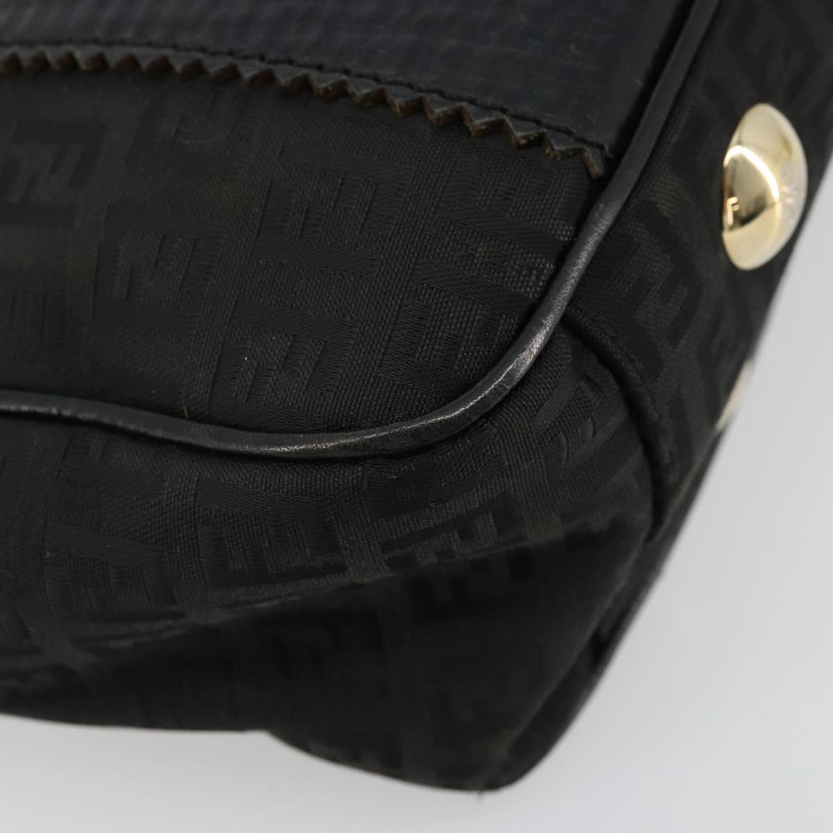 FENDI Zucchino Canvas Tote Bag Black Gold Auth 175874A