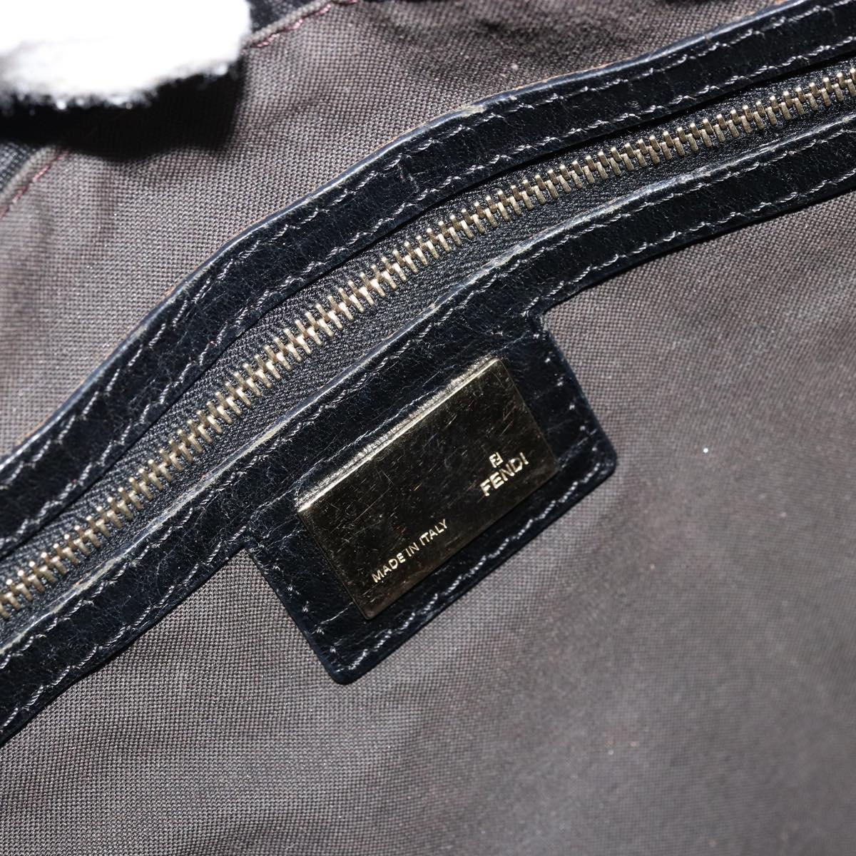 FENDI Zucchino Canvas Tote Bag Black Gold Auth 175874A