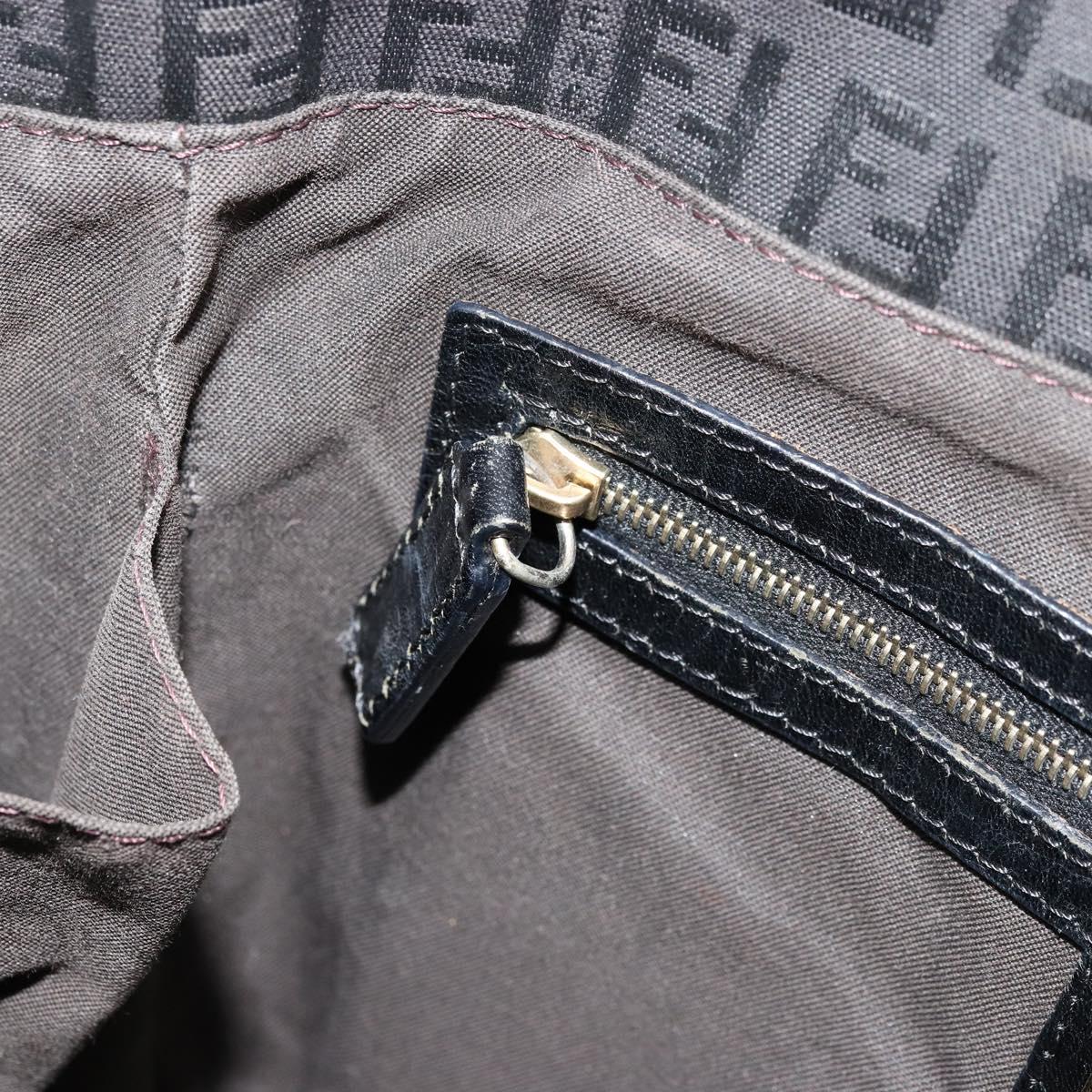FENDI Zucchino Canvas Tote Bag Black Gold Auth 175874A