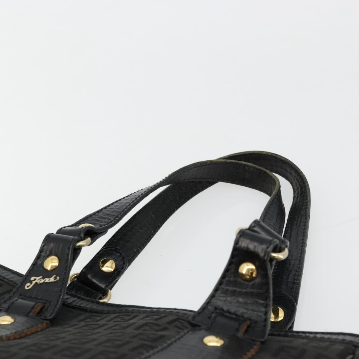 FENDI Zucchino Canvas Tote Bag Black Gold Auth 175874A