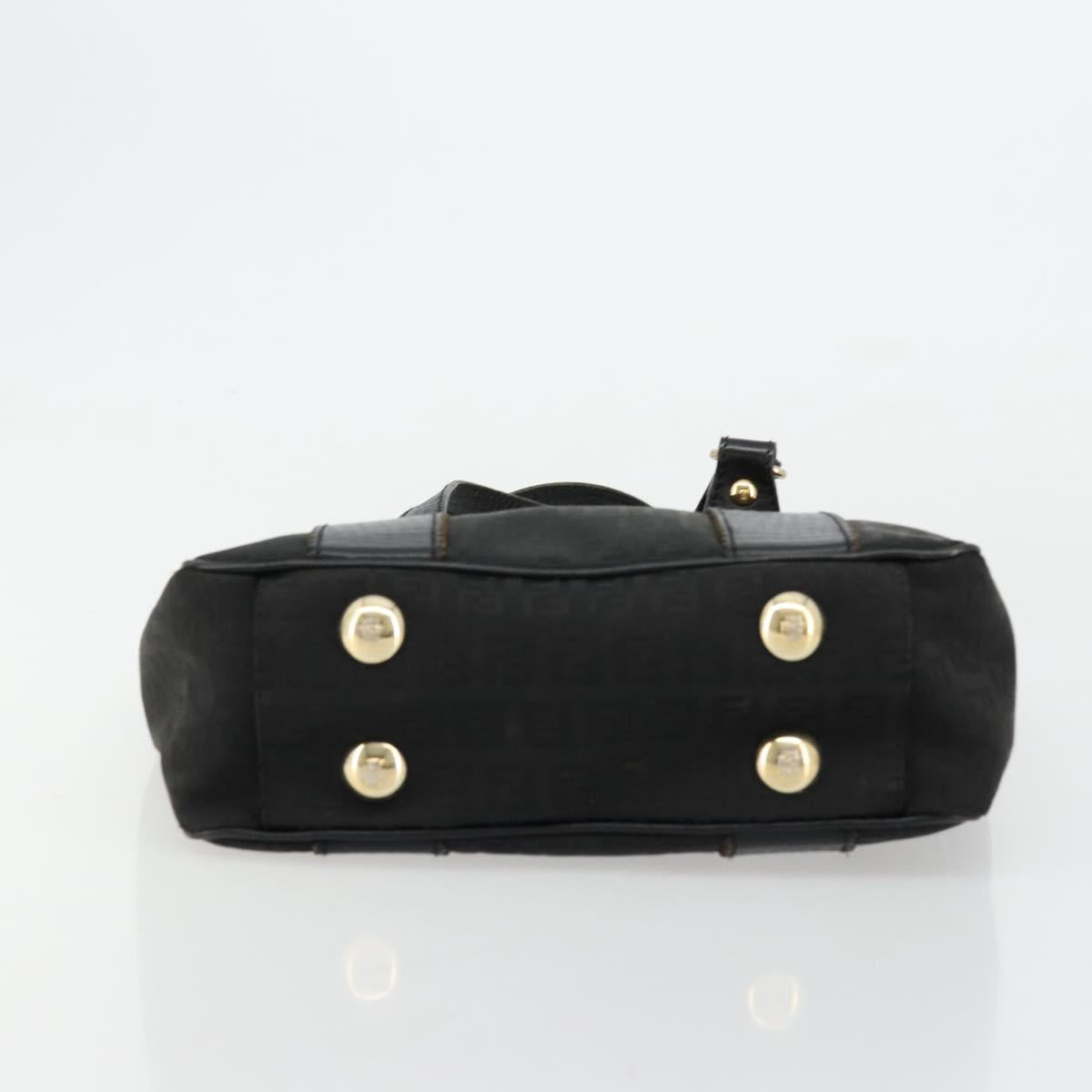 FENDI Zucchino Canvas Tote Bag Black Gold Auth 175874A