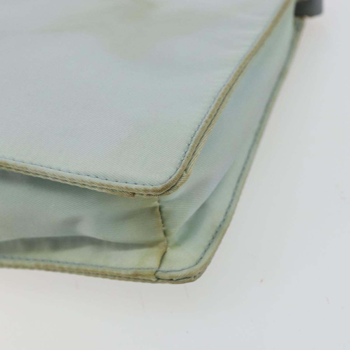 PRADA Accessory Pouch Nylon Light Blue Gold Auth 175876