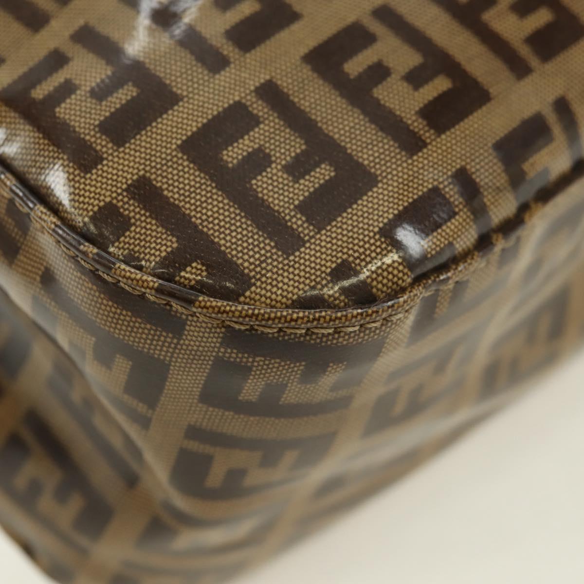 FENDI Zucchino Canvas Mamma Baguette Bag Coated Canvas Beige Gold Auth 175878SAM