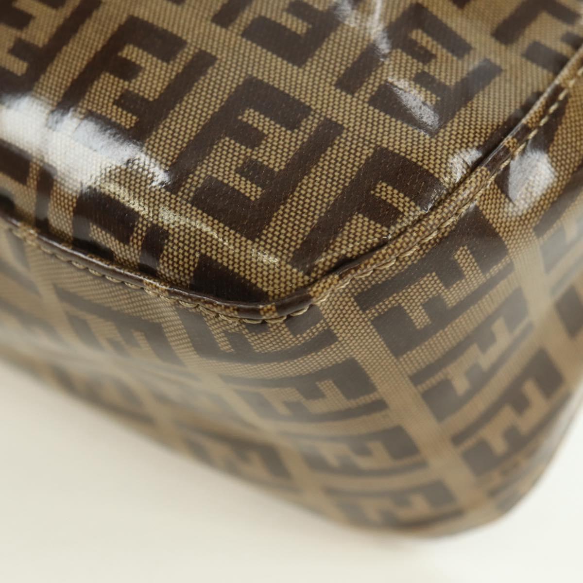 FENDI Zucchino Canvas Mamma Baguette Bag Coated Canvas Beige Gold Auth 175878SAM