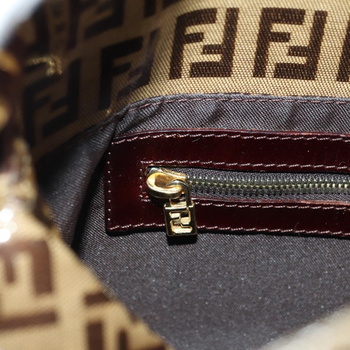 FENDI Zucchino Canvas Mamma Baguette Bag Coated Canvas Beige Gold Auth 175878SAM