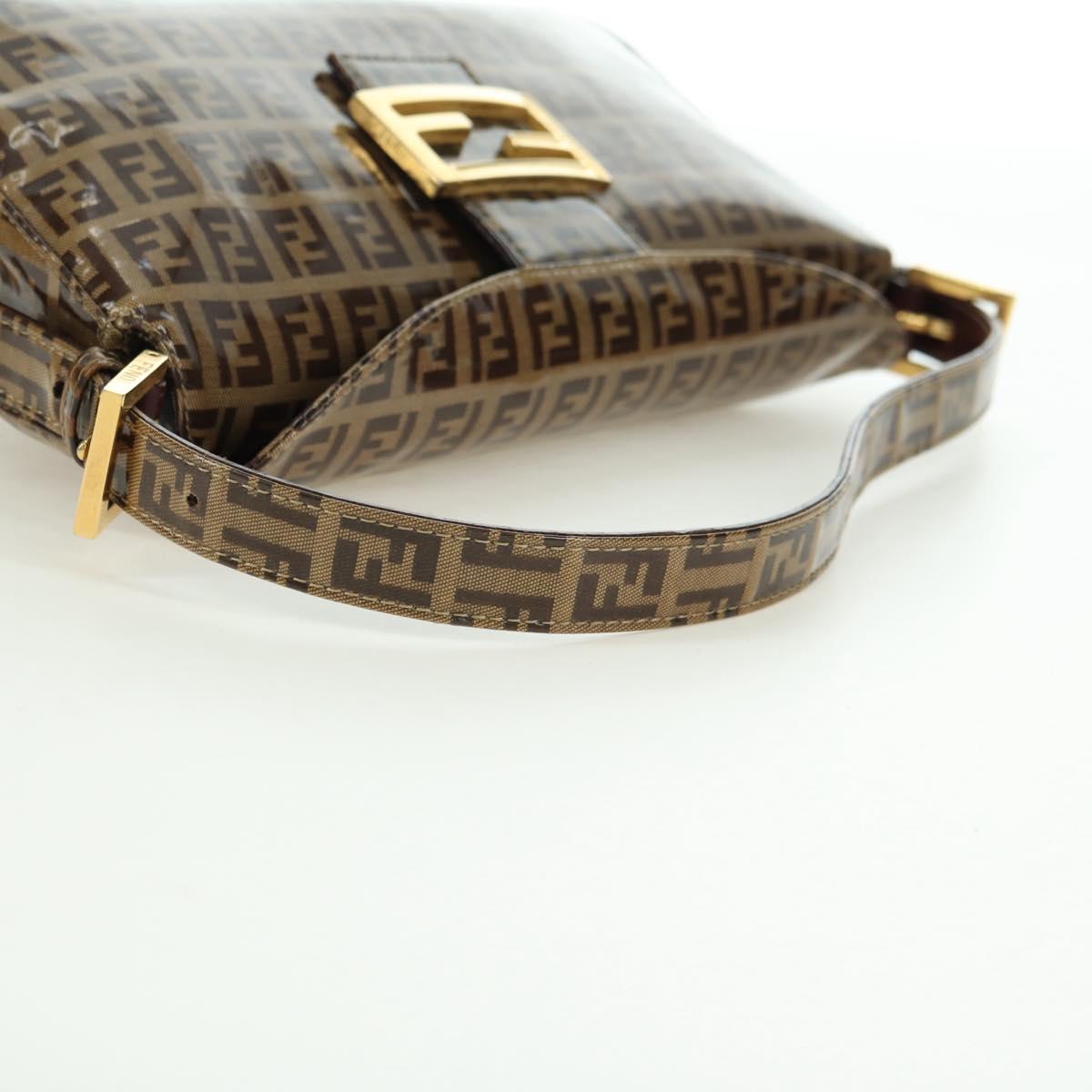 FENDI Zucchino Canvas Mamma Baguette Bag Coated Canvas Beige Gold Auth 175878SAM