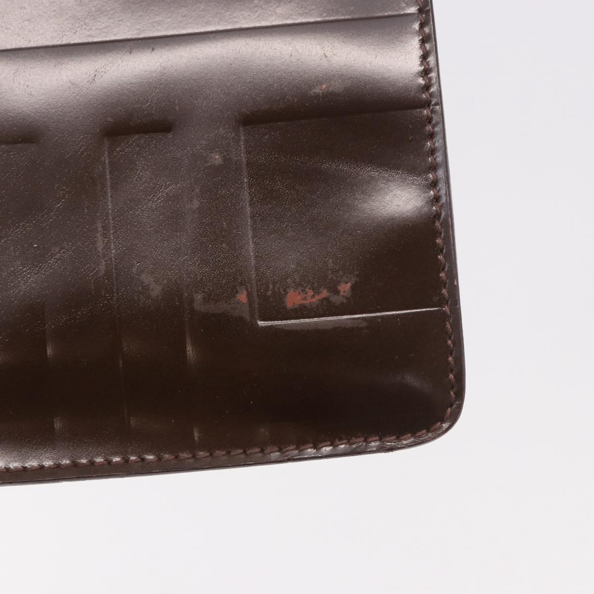 PRADA Plastic Chain Shoulder Bag Leather Brown Silver Auth 175882