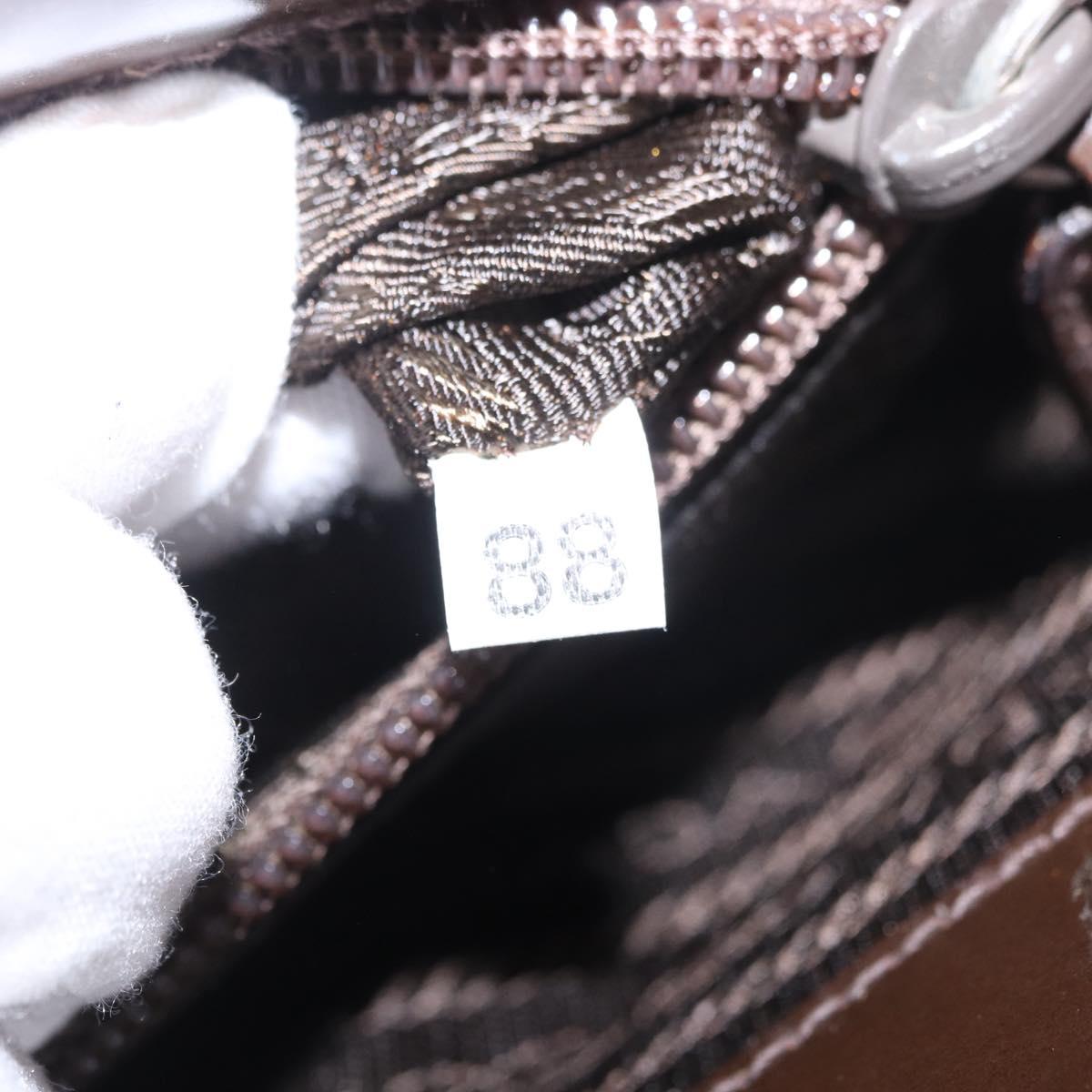 PRADA Plastic Chain Shoulder Bag Leather Brown Silver Auth 175882
