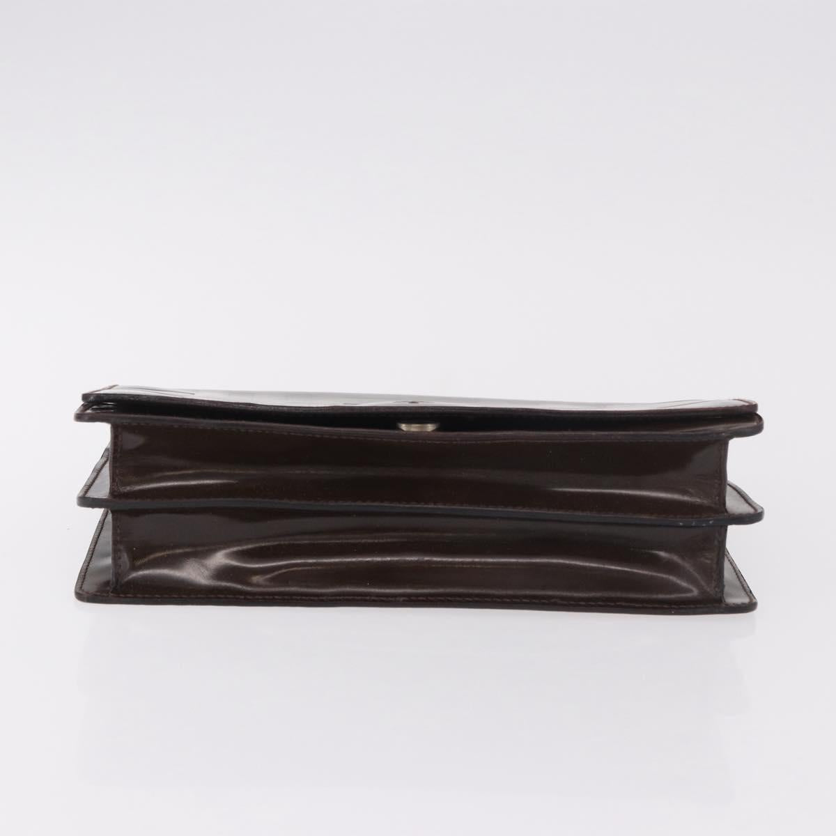 PRADA Plastic Chain Shoulder Bag Leather Brown Silver Auth 175882