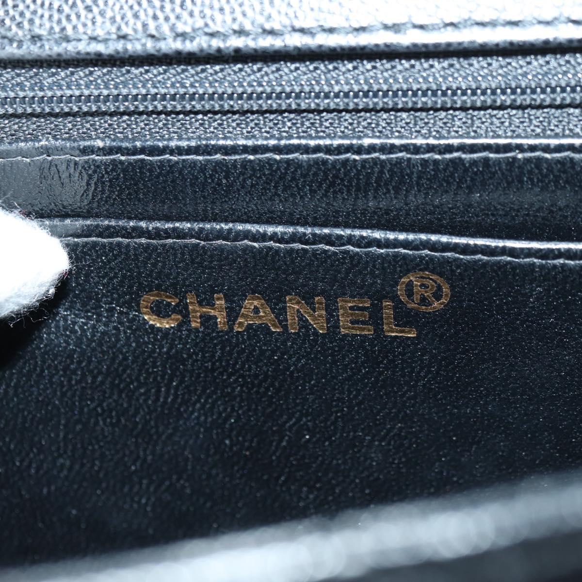 CHANEL Matelasse Shoulder Bag Caviar Skin Black Gold CC Auth 175887SAV