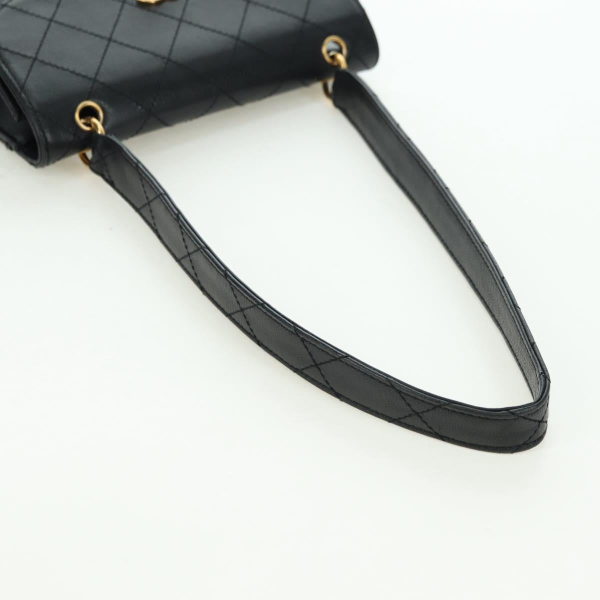 CHANEL Matelasse Shoulder Bag Caviar Skin Black Gold CC Auth 175887SAV