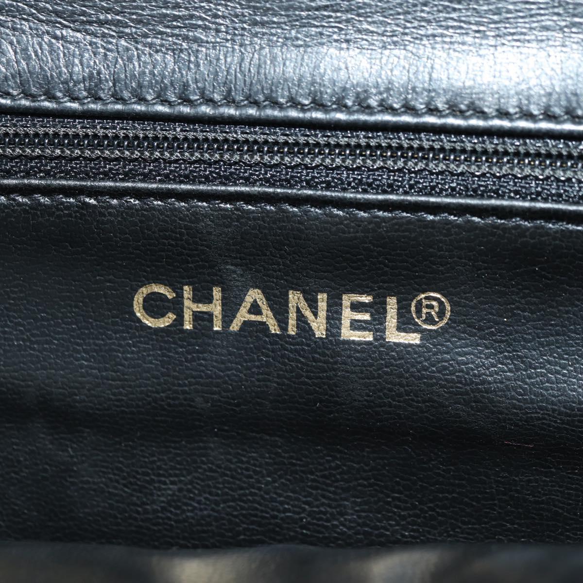 CHANEL Matelasse Chain Shoulder Bag Lamb Skin Black Gold CC Auth 175888SAV