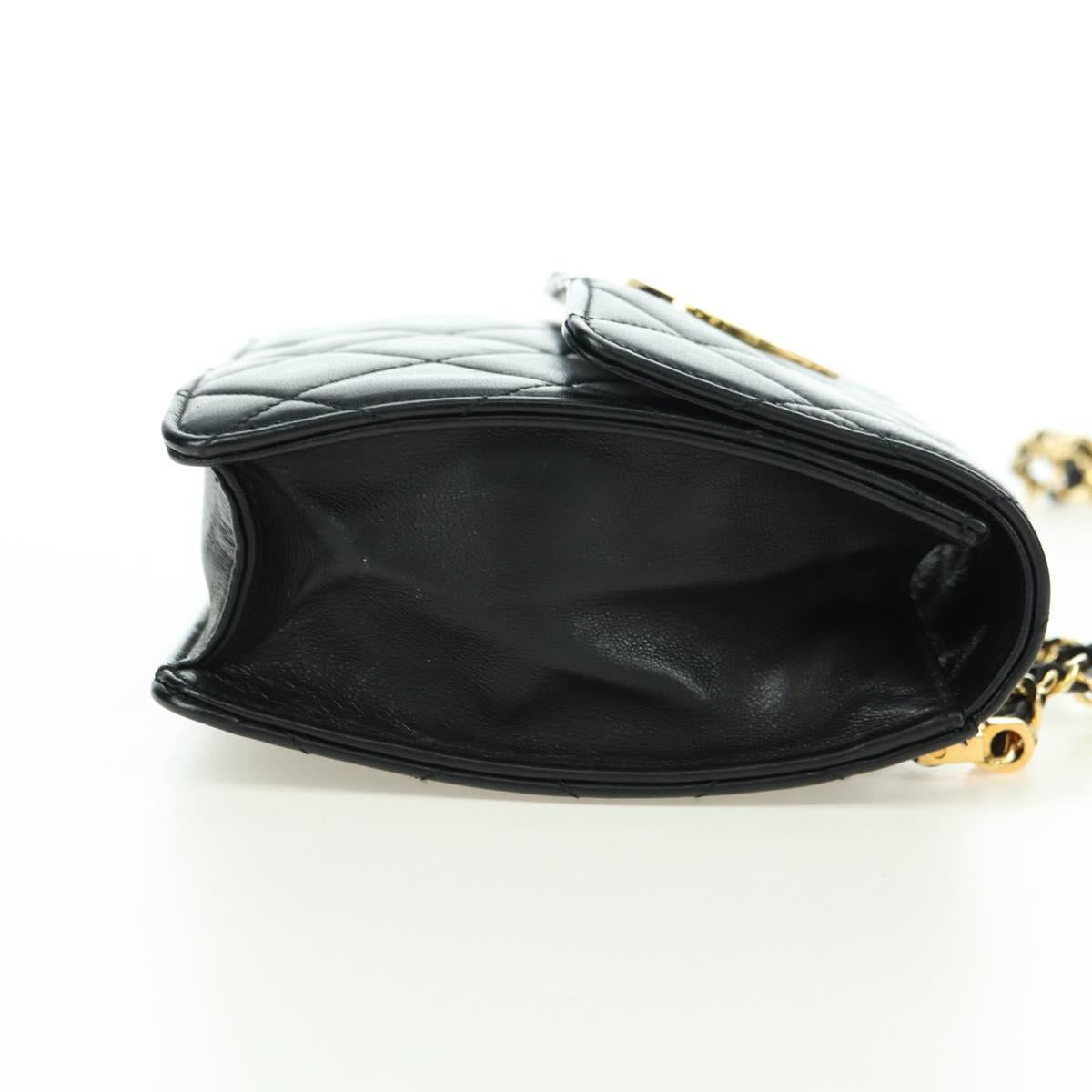 CHANEL Matelasse Chain Shoulder Bag Lamb Skin Black Gold CC Auth 175888SAV