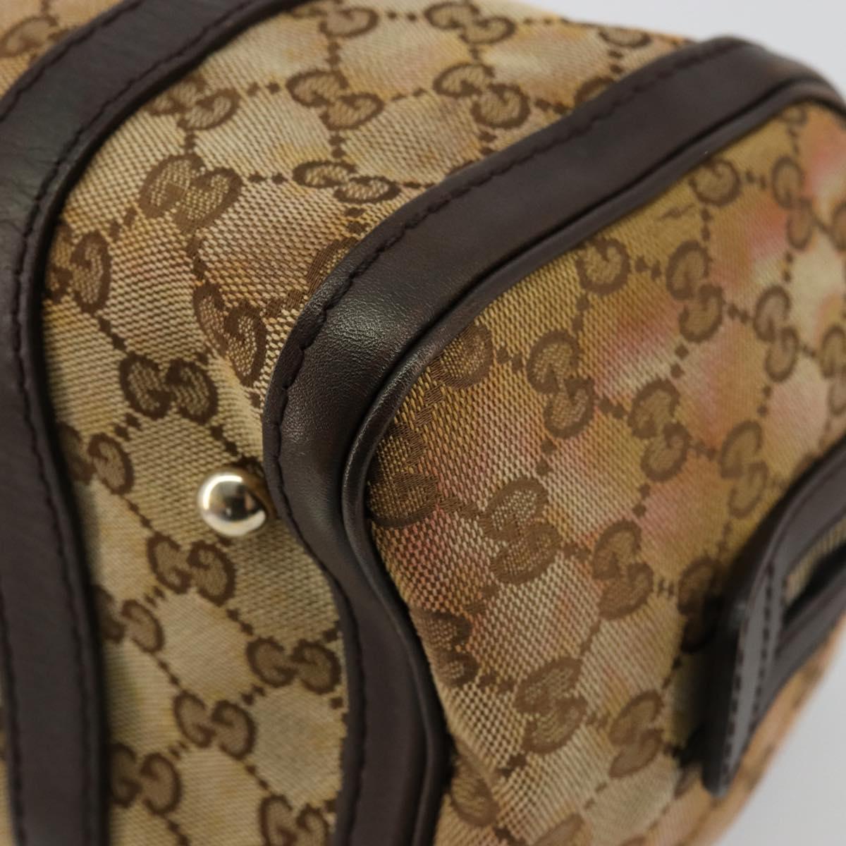 GUCCI GG Canvas Mini Boston Bag Beige Gold 269876 Auth 175892