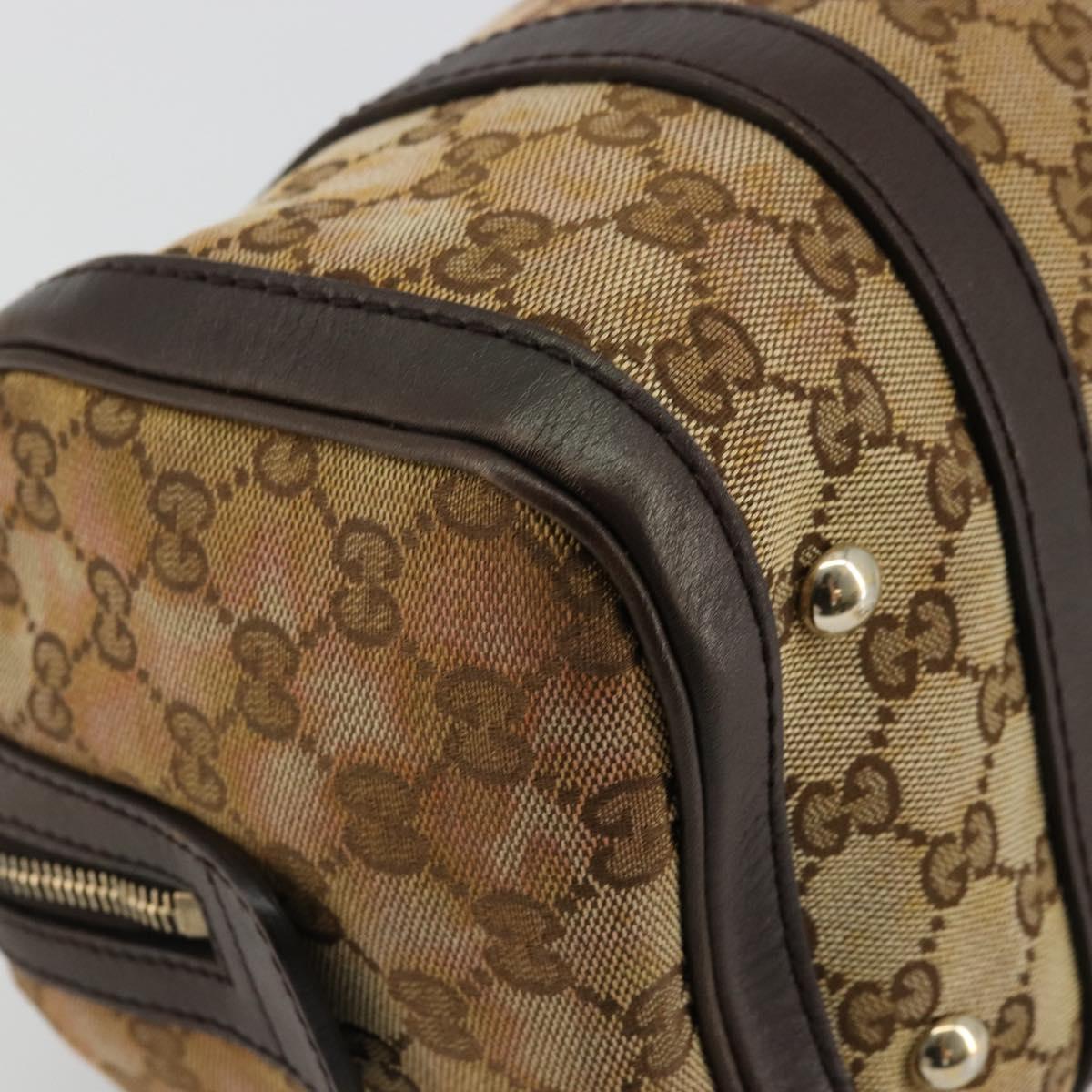 GUCCI GG Canvas Mini Boston Bag Beige Gold 269876 Auth 175892