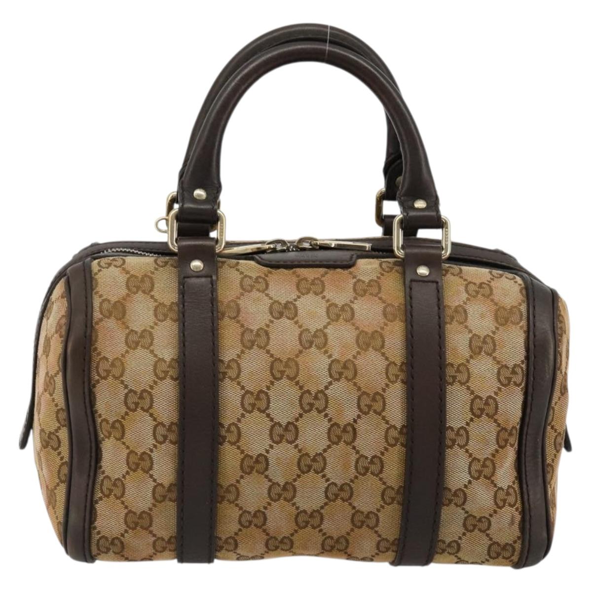 GUCCI GG Canvas Mini Boston Bag Beige Gold 269876 Auth 175892
