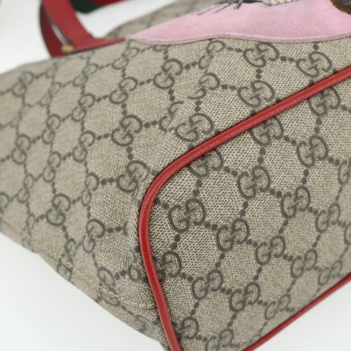 GUCCI GG Supreme Mystic Cat Hand Bag PVC 2way Beige Gold 473887 Auth 175893A