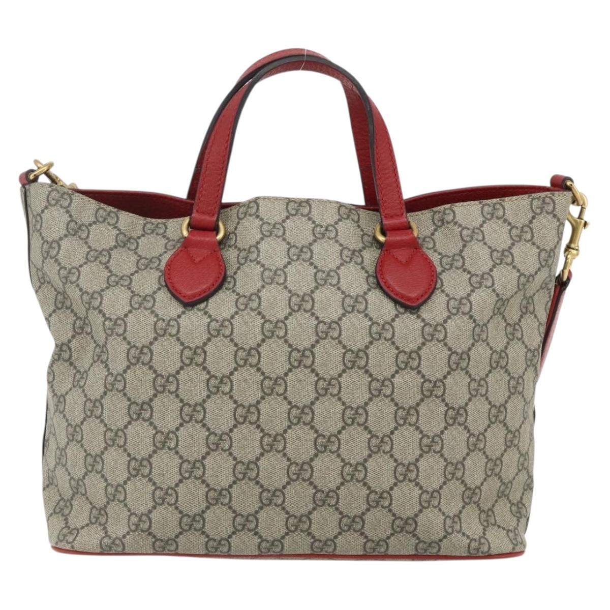 GUCCI GG Supreme Mystic Cat Hand Bag PVC 2way Beige Gold 473887 Auth 175893A