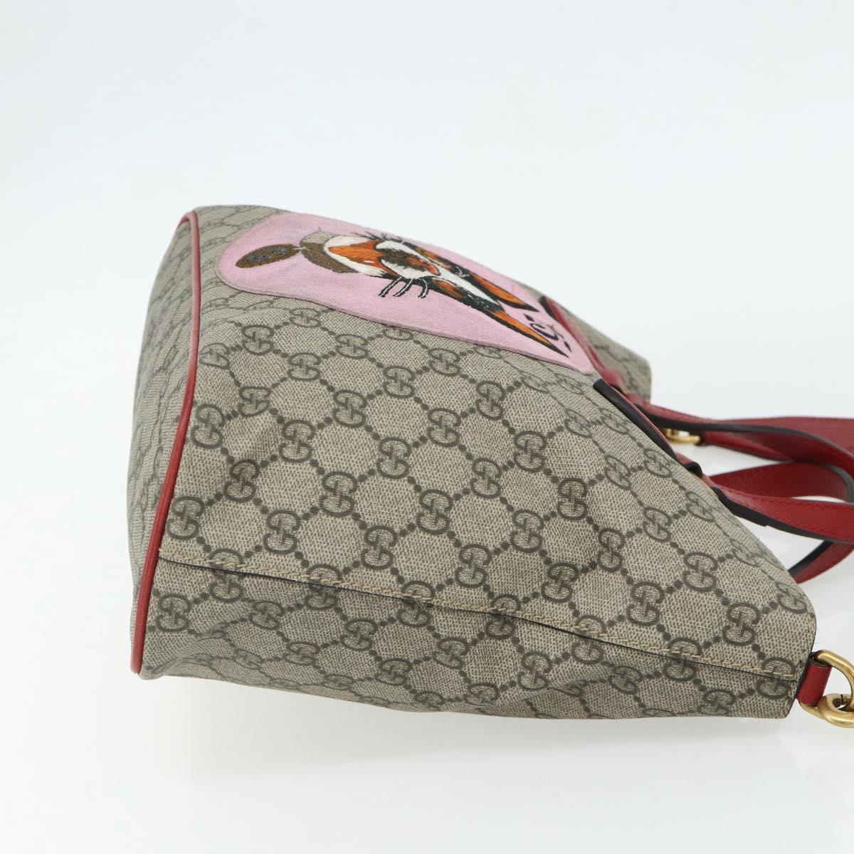 GUCCI GG Supreme Mystic Cat Hand Bag PVC 2way Beige Gold 473887 Auth 175893A