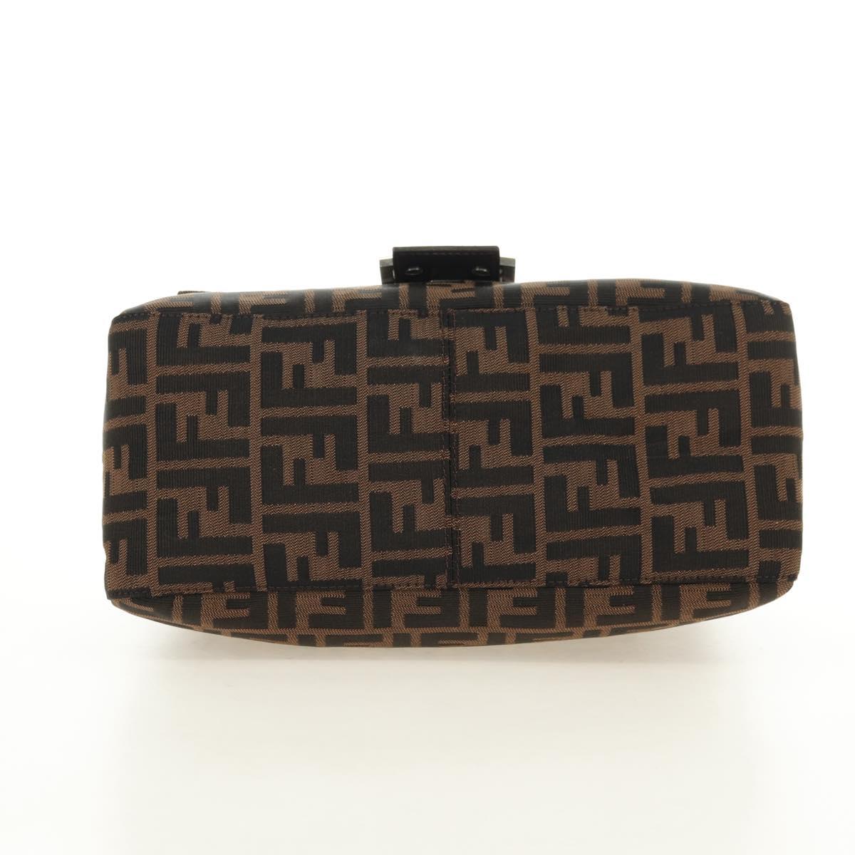 FENDI Zucca Canvas Mamma Baguette Shoulder Bag Black Brown Auth 175894SAM