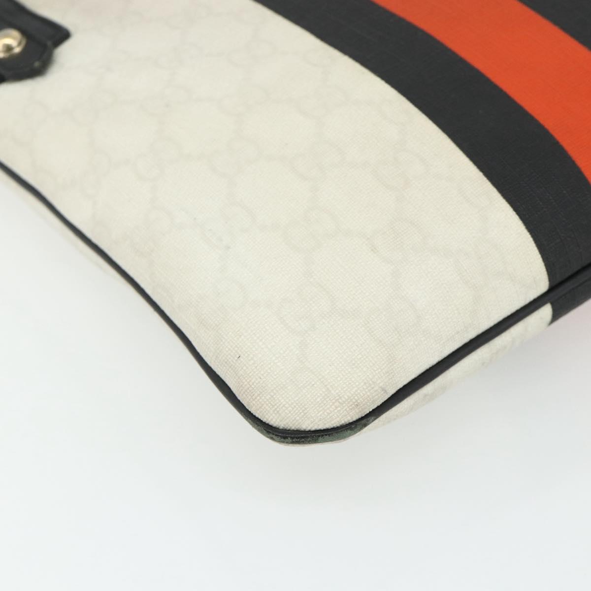 GUCCI GG Supreme Sherry Line Shoulder Bag PVC White Gold 239347 Auth 175897