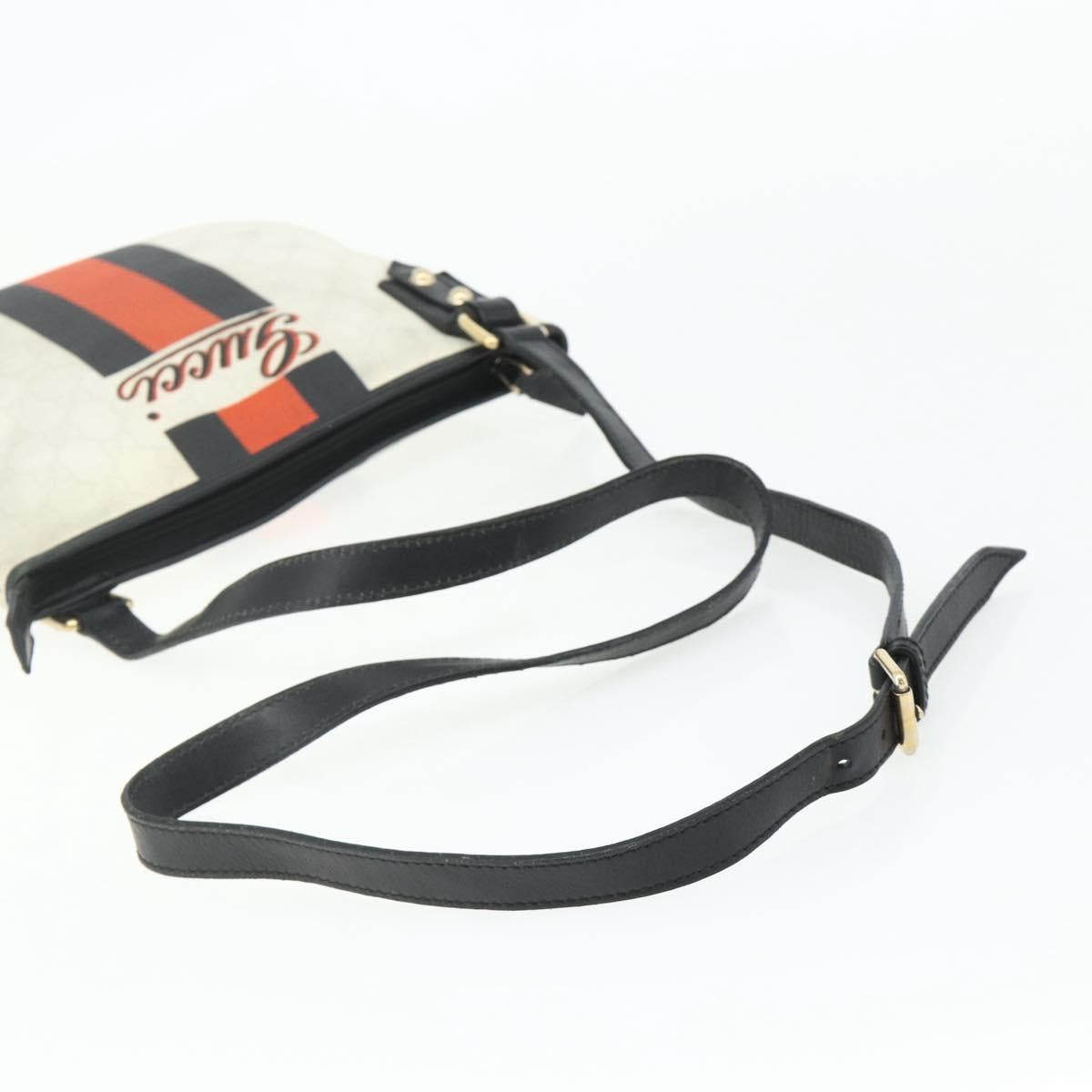 GUCCI GG Supreme Sherry Line Shoulder Bag PVC White Gold 239347 Auth 175897