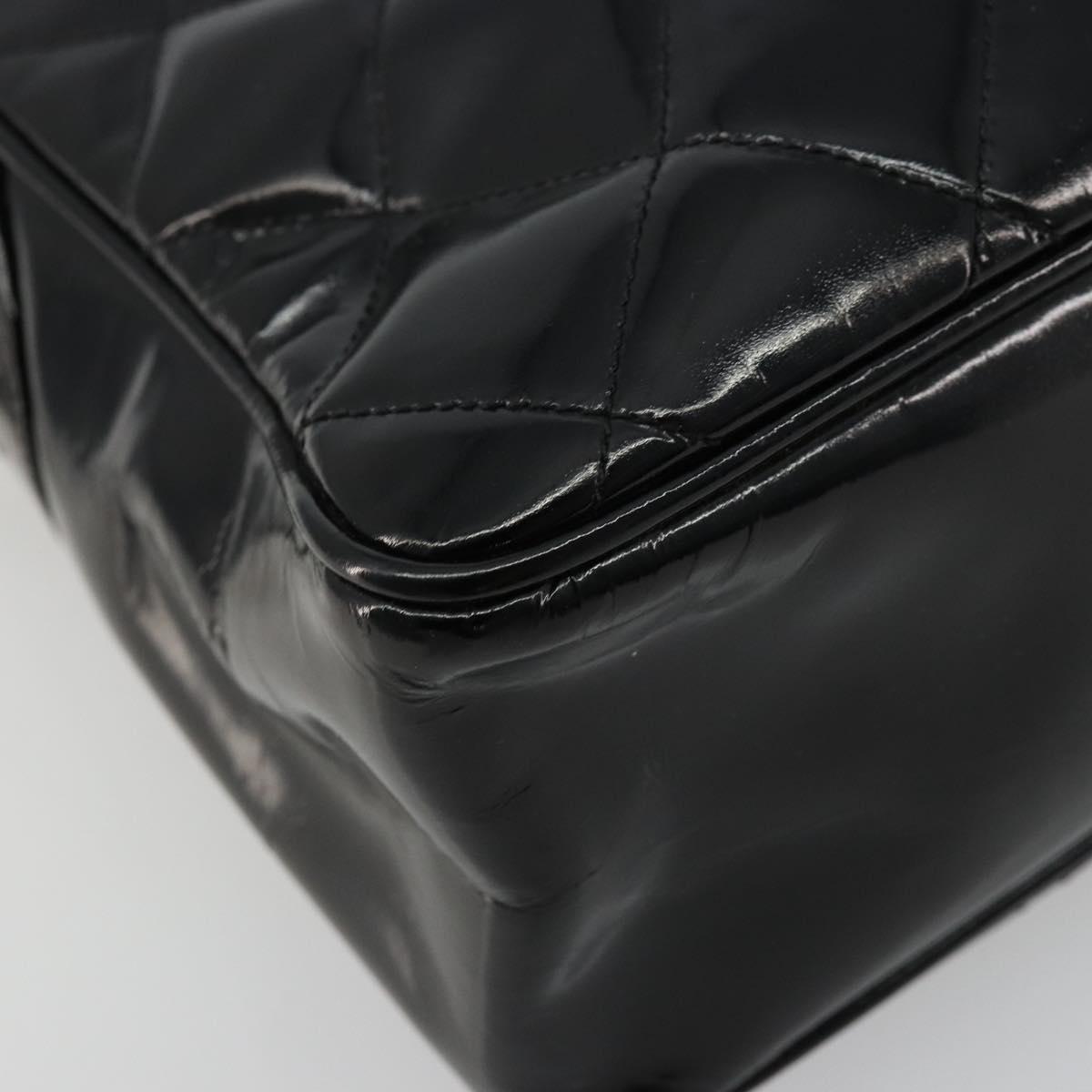 CHANEL Matelasse Chain Shoulder Bag Patent leather Black Gold CC Auth 175899