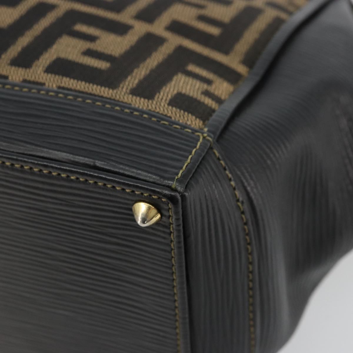 FENDI Zucca Canvas Hand Bag Brown Black Auth 175903
