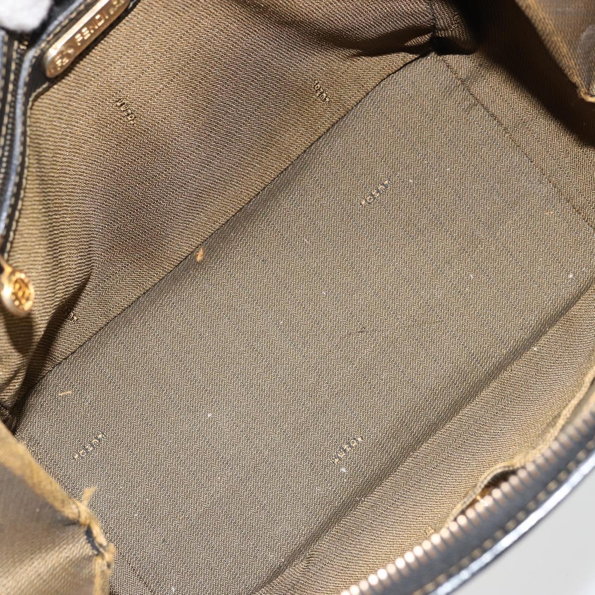 FENDI Zucca Canvas Hand Bag Brown Black Auth 175903