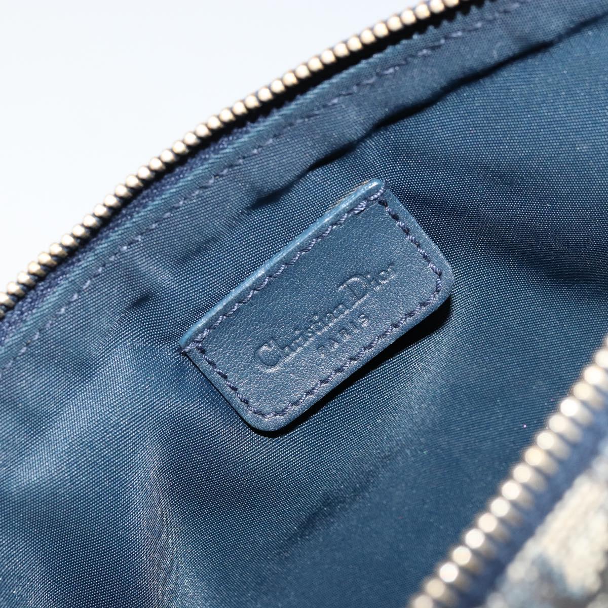 Christian Dior Trotter Canvas Saddle Pouch Navy Gold Auth 175907A