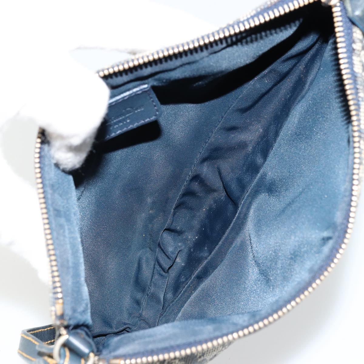 Christian Dior Trotter Canvas Saddle Pouch Navy Gold Auth 175907A