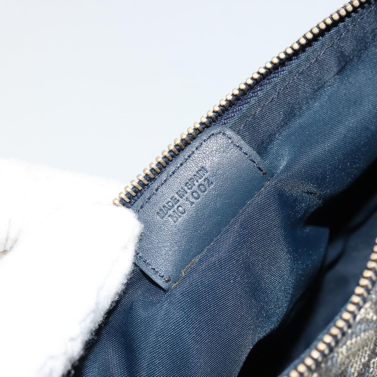 Christian Dior Trotter Canvas Saddle Pouch Navy Gold Auth 175907A
